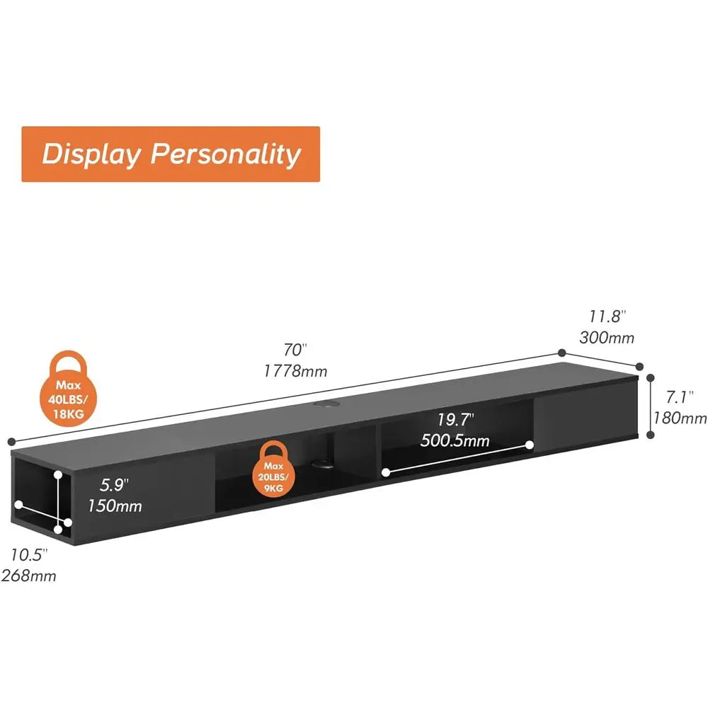 80 Inch Wall-Mounted TV Stand with LED Light
