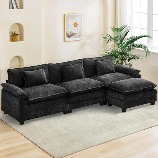 Comfy Cloud Couch Sectional Sofa with Ottoman