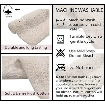 3-Piece Non-Slip Premium Cotton Bathroom Rugs Set