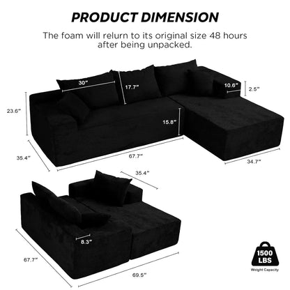 103" L Shaped Sectional Boneless Couch