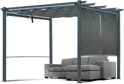 10 x 13 ft Outdoor Pergola with Retractable Shade Canopy