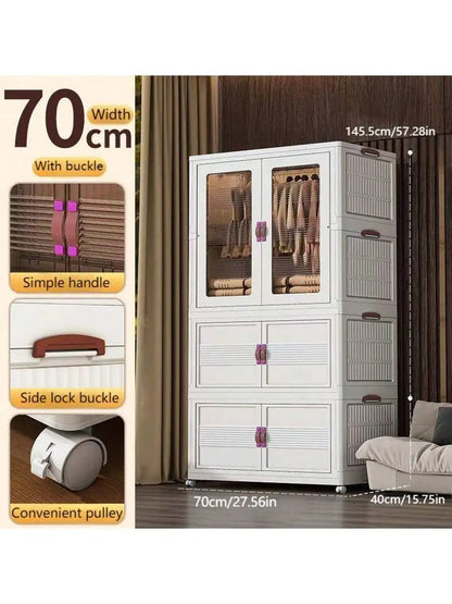 27.56 Inch 3pcs Folding Wardrobe Hanging Locker