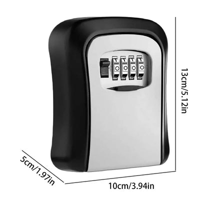 Wall-mounted Key Lock Box Waterproof Aluminum 4 Digit Combination Password Key Organizer Outdoor Key Safe Lock Box