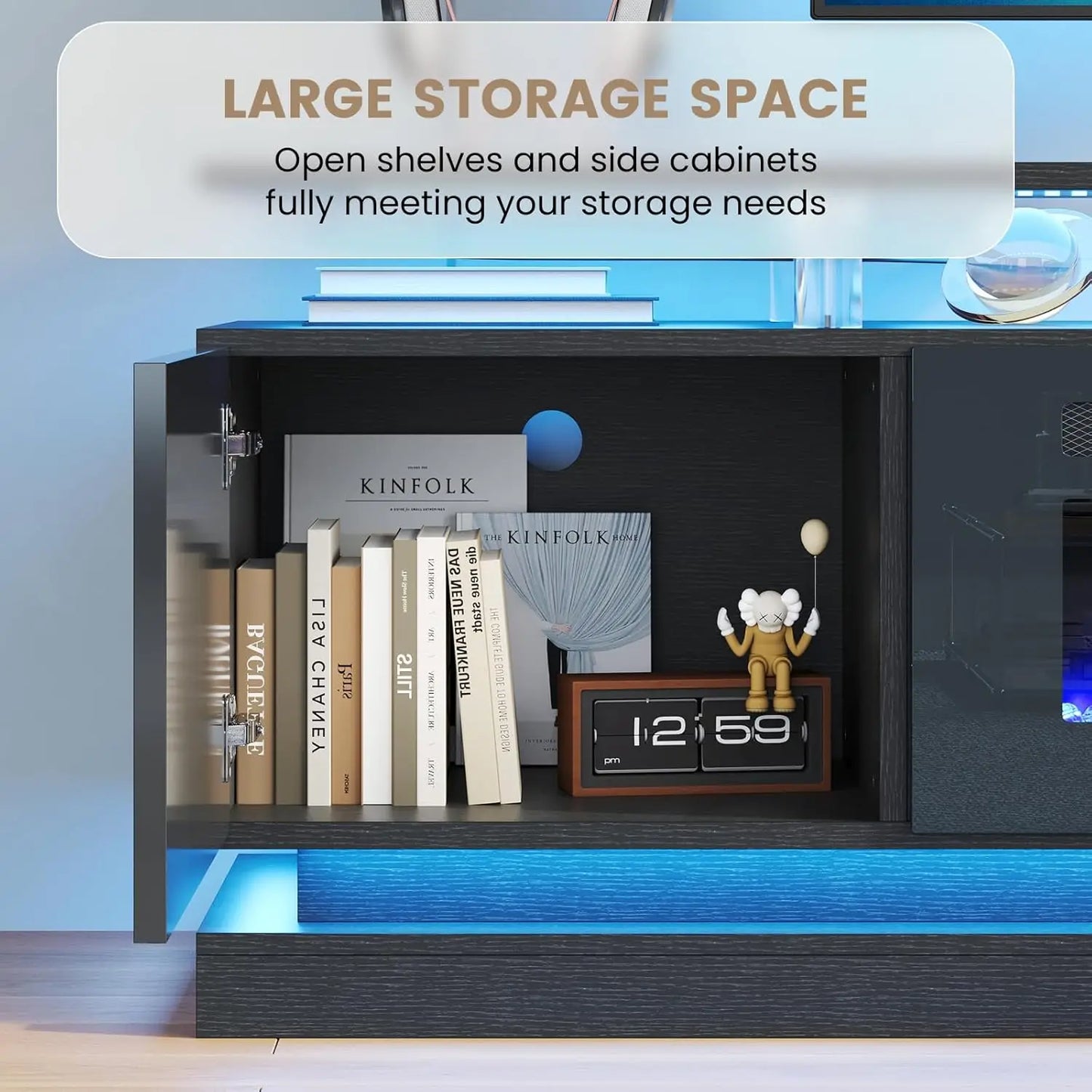 70" Fireplace TV Stand with Storage Cabinets