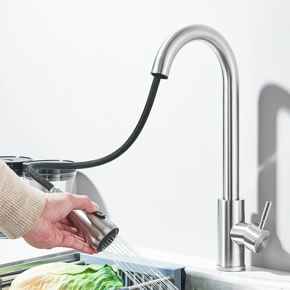 Kitchen Faucet Brushed Nickel Pull-out Sprayer