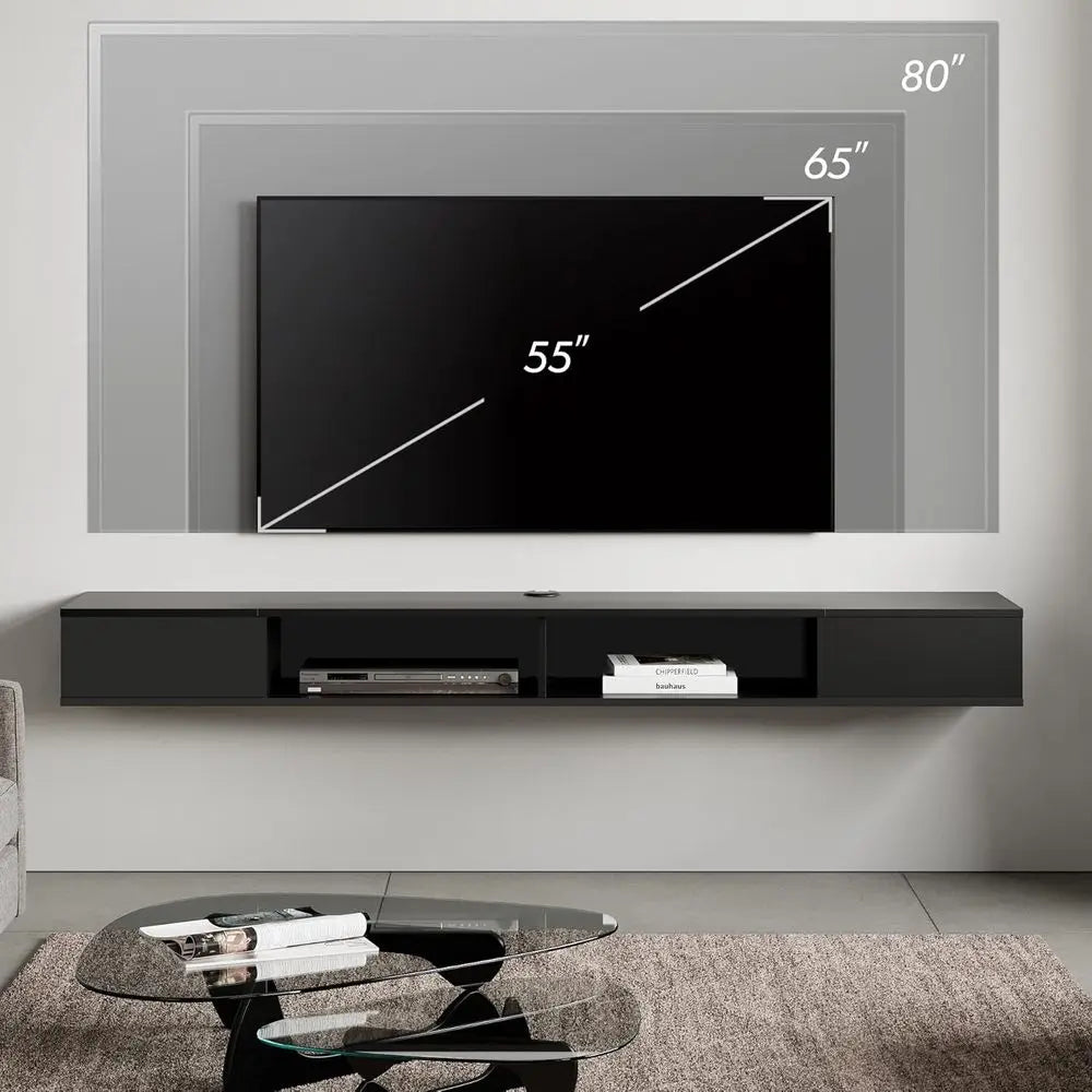 80 Inch Wall-Mounted TV Stand with LED Light