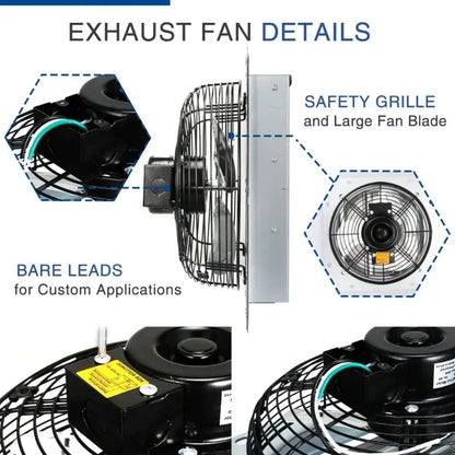 12 Inch Aluminum Shutter Exhaust Fan with Power Cord