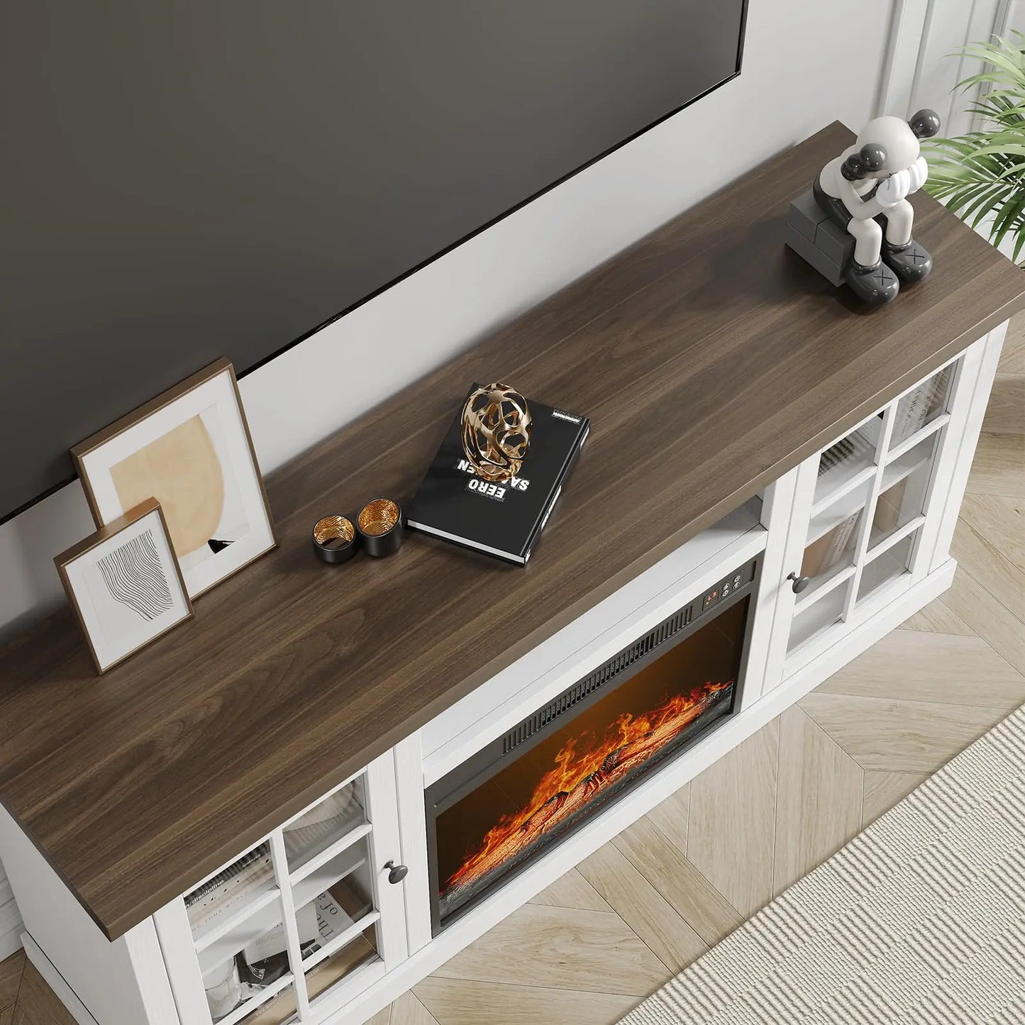 59-Inch TV Stand with 23-Inch Electric Fireplace