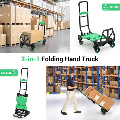 2-in-1 Folding Hand Truck with Foldable Basket