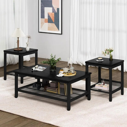 3 pieces living room table set with metal frame