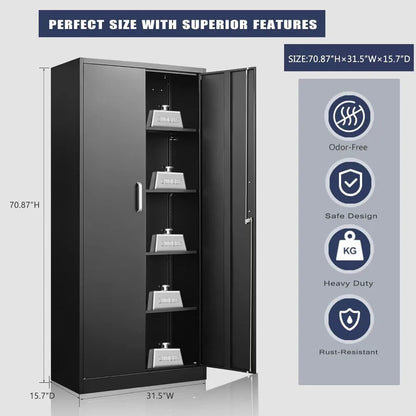 Metal Storage Cabinet with Adjustable Shelves