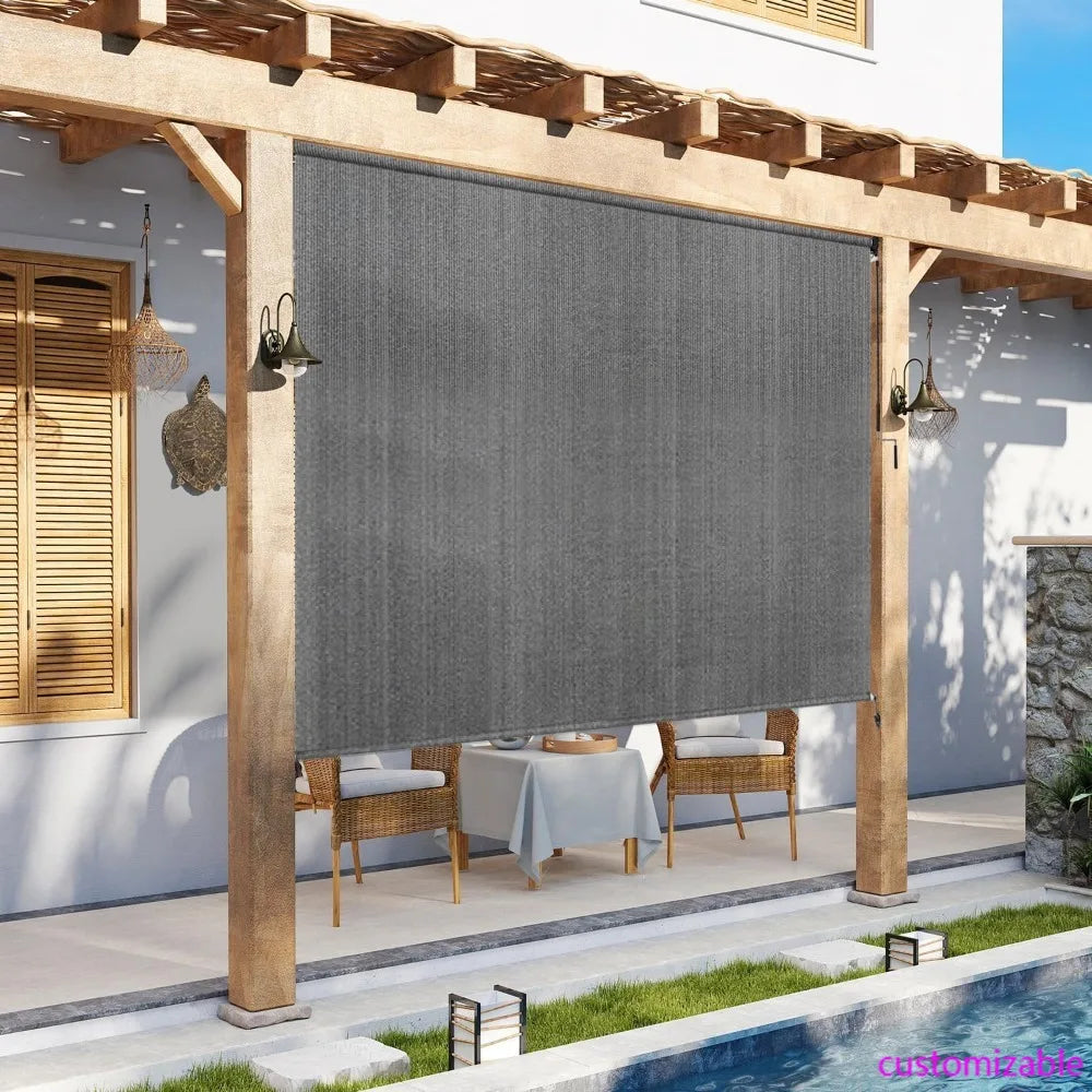 7' W X 8' L Exterior Outdoor Roller Shade with 95% UV Blocker
