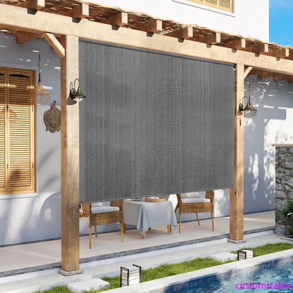 7' W X 8' L Exterior Outdoor Roller Shade with 95% UV Blocker
