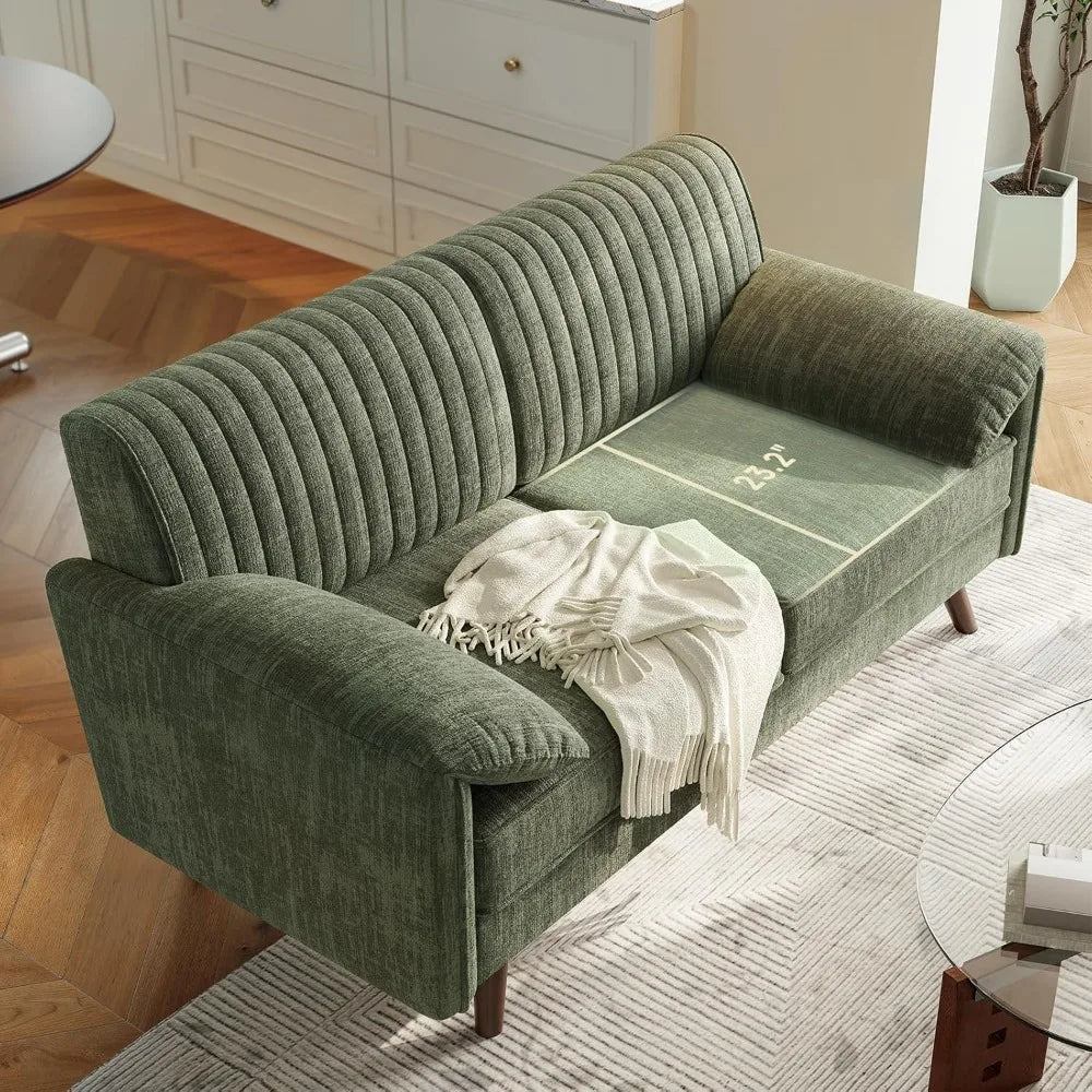 64.5" Loveseat Sofa, Chenille Loveseat Couch with Padded Arms