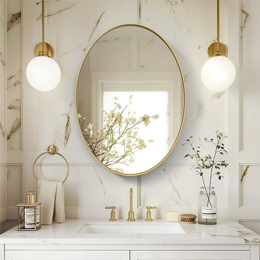 Brushed Gold Mirror with Metal Frame
