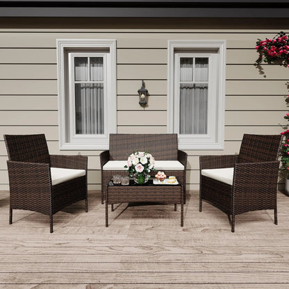 4 Piece Patio Furniture Set with Cushions
