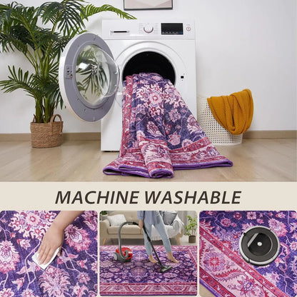 New Vintage Floral Rugs Soft Accent for Bedroom Living Room