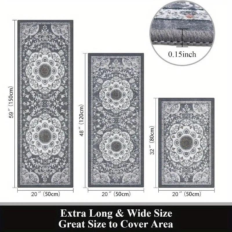 3-pcs floor mat set with non-slip bottom