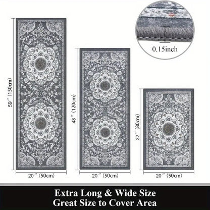 3-pcs floor mat set with non-slip bottom