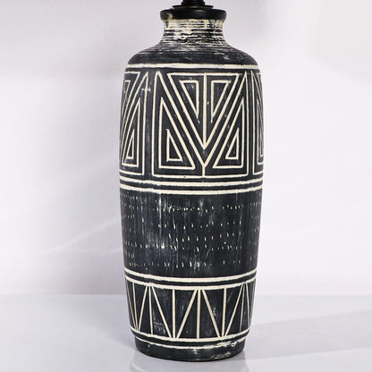 2 Pack 25-Inch Carved Geometric Ceramic Table Lamp