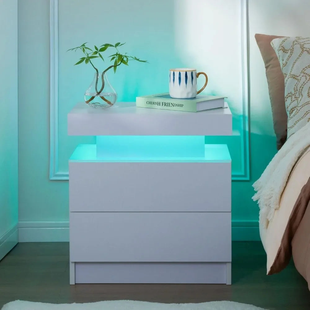 Bedside Tables with Touch Light, with 2 Drawers