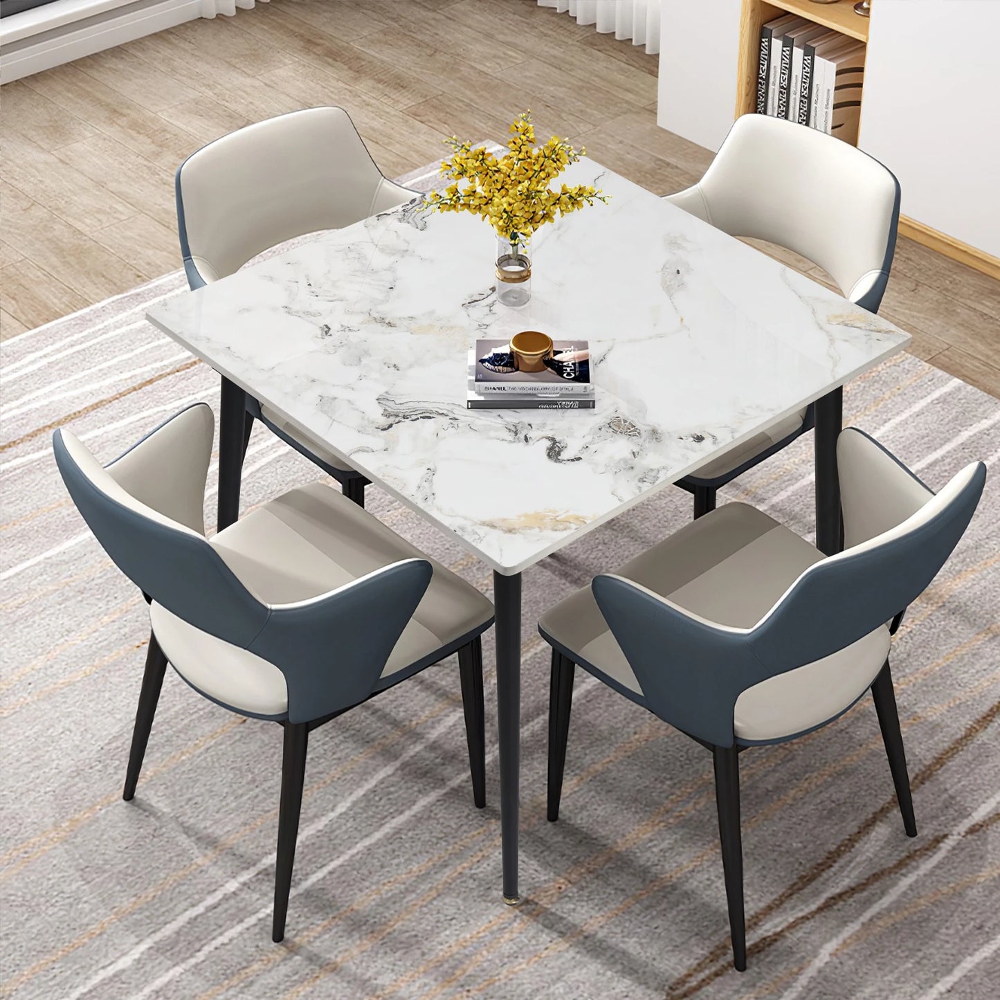 Dining Table Stone Top with Metal Frame