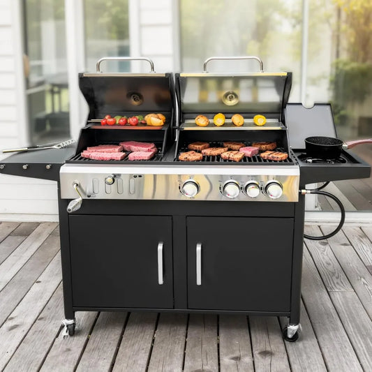Gas and Charcoal Grill Combo 690 SQIN Cooking Area