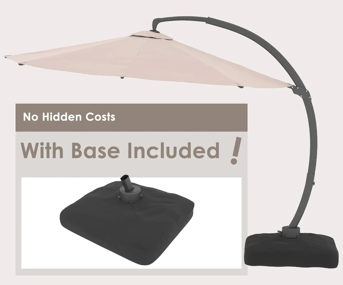 11FT Solar Powered Patio Umbrella with Base