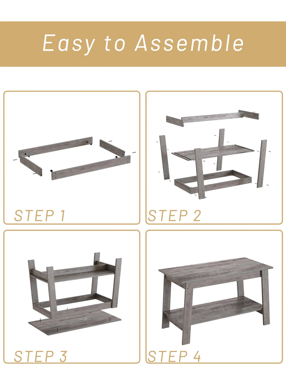 Rustic Farmhouse Wood Coffee Table with Storage Shelf
