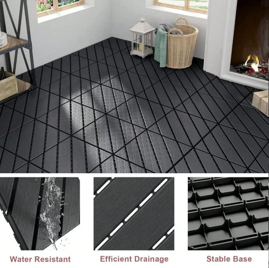 44 Pack 12" x 12" Square Waterproof Patio Interlocking Deck Tiles