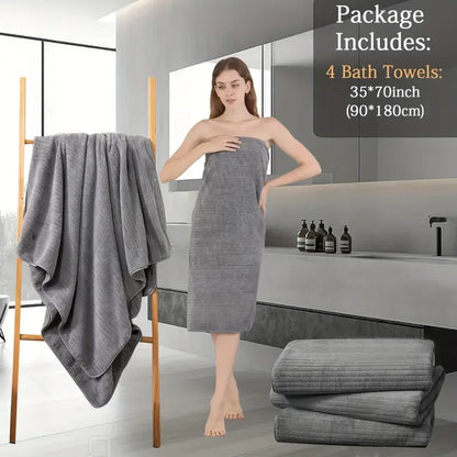4pcs Oversized Bath Towels Set Ultra Soft Microfiber