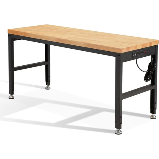 60" 2000 Lbs. Capacity Height Adjustable Workbench with Power Outlets