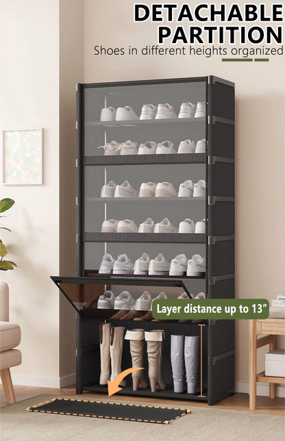 Multi-layer Shoe Cabinet Organizer with Clear Lid