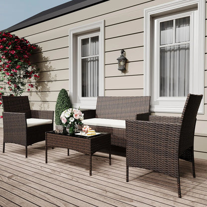 4 Piece Patio Furniture Set with Cushions