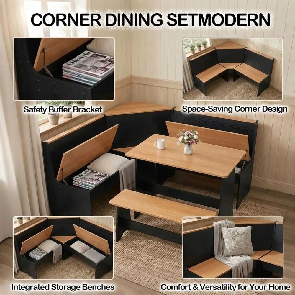 Small Kitchen Table Set with Bench and Storage