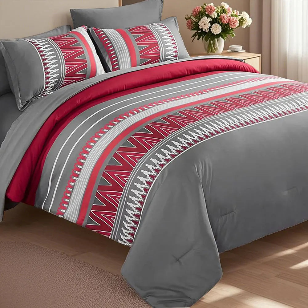 7-piece printed comforter set, suitable for all seasons
