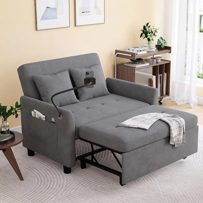 46in 3 in 1 Convertible Sleeper Sofa Velvet Loveseat