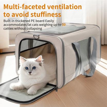 Cat trolley for 2 cats with wheels & safety belts for travel