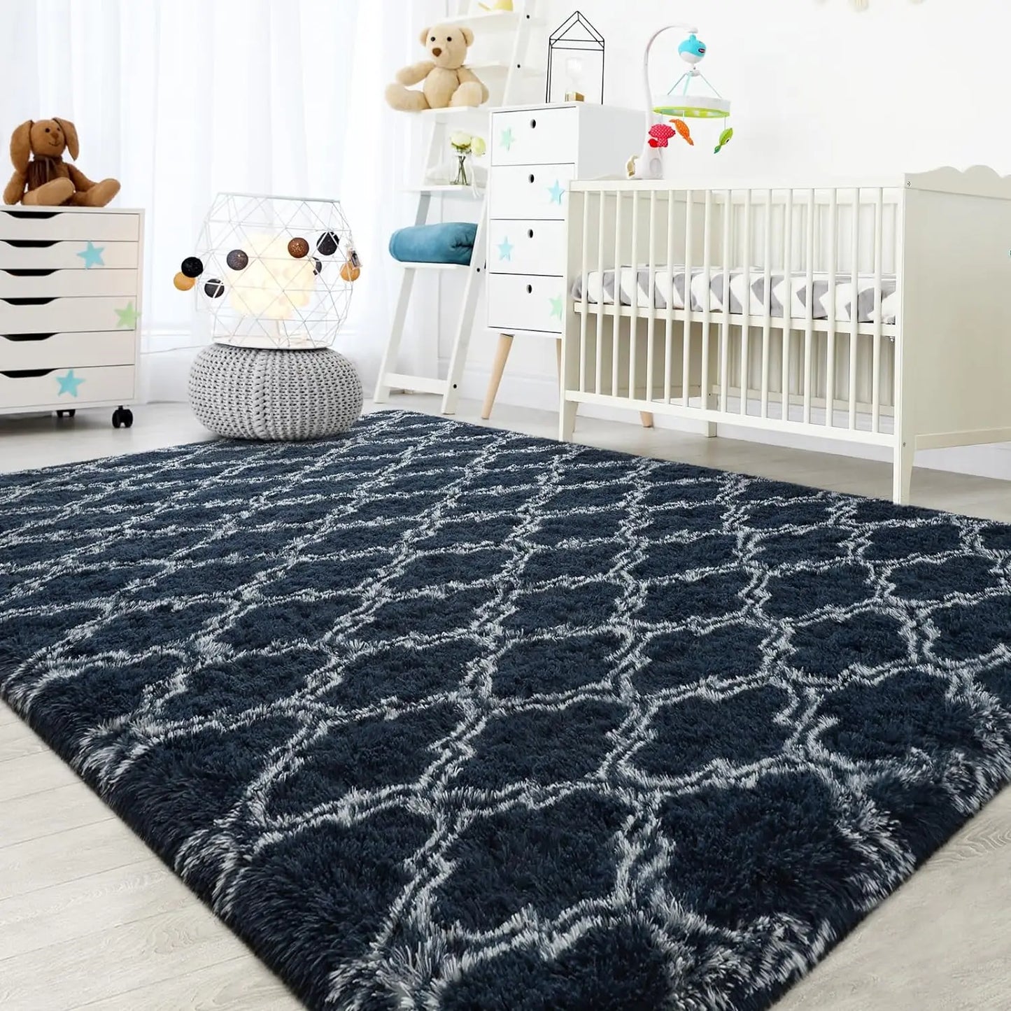 Large Shag Non-Slip Indoor Floor Rug for Kids Nursery Girl
