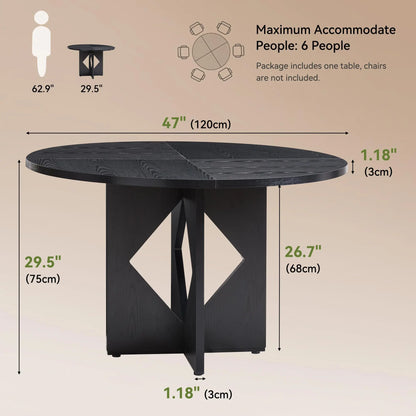 47 Inches Farmhouse Dinner Table with Wooden Pedestal Base