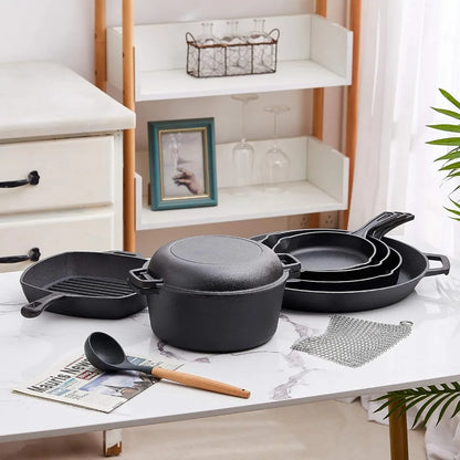8-Piece Pre-Seasoned Cast Iron Cookware Set