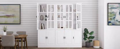 78.7" Tall Kitchen Pantry Storage Cabinet with Glass Doors