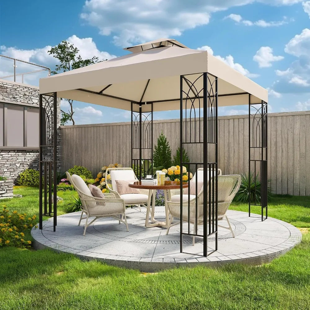 8x8 Outdoor Patio Gazebo with Corner Shelves