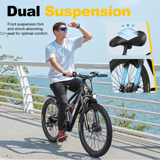 26" Electric Bike, with 21 Speed Dual Suspension