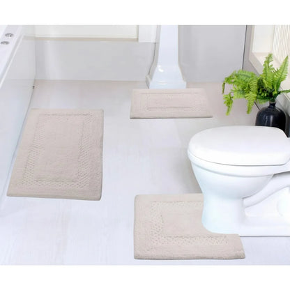 3-Piece Non-Slip Premium Cotton Bathroom Rugs Set