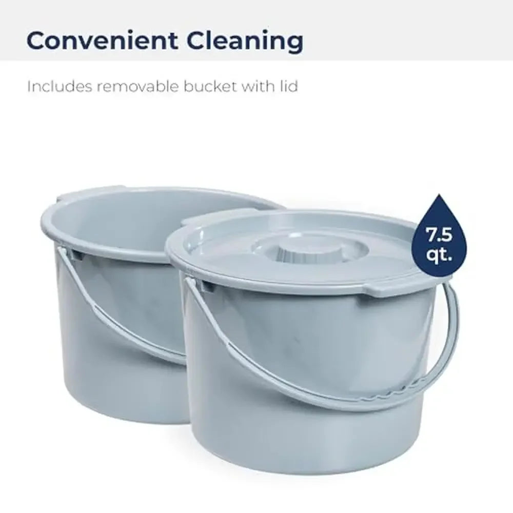 Portable Toilet 350lb Capacity 3-In-1 Bariatric Grey Seat