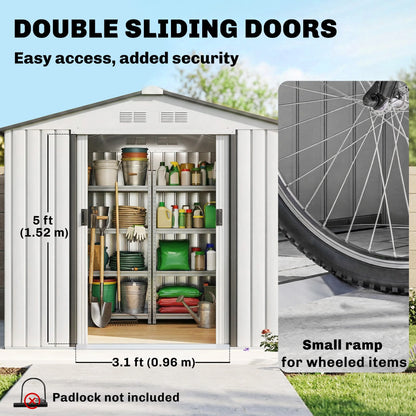 7' x 4' Outdoor Steel Tool Garden Shed Organizer