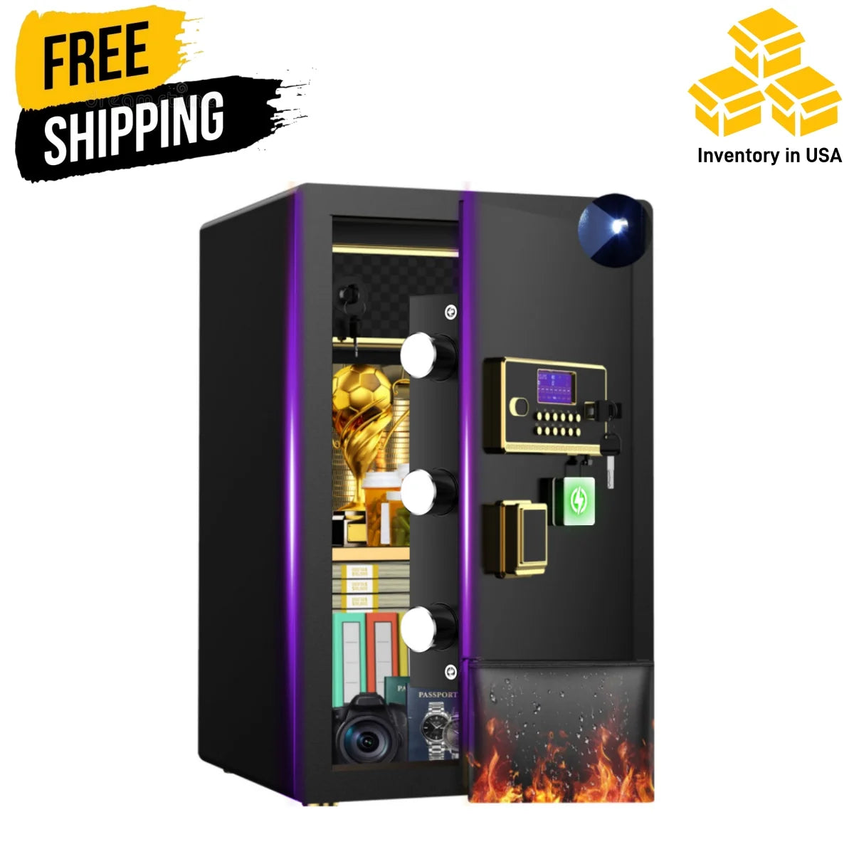 Digital Keypad Home Security Safe with Fireproof Waterproof Bag