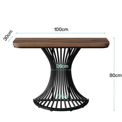 39-Inch Small Console Table with Metal Base