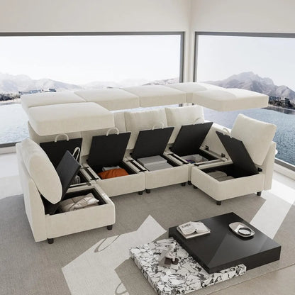 Oversized Modular Sectional Sofa with Storage and USB Chargers